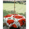 thumbnail image 3 of Outdoor Tablecloth with Umbrella Hole Zipper Red Flowers Round Tablecloth 54" Waterproof Outside Table Cloth Spring Floral Watercolor Botanical Patio Table Cover Tablecloths for Picnic Party, 3 of 8