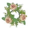 thumbnail image 4 of Anillo de vela de Pilar, corona Artificial, corona verde, arreglo Floral, corona decorativa pequeña bohemia para mesa de sala de estar champán, 4 of 9