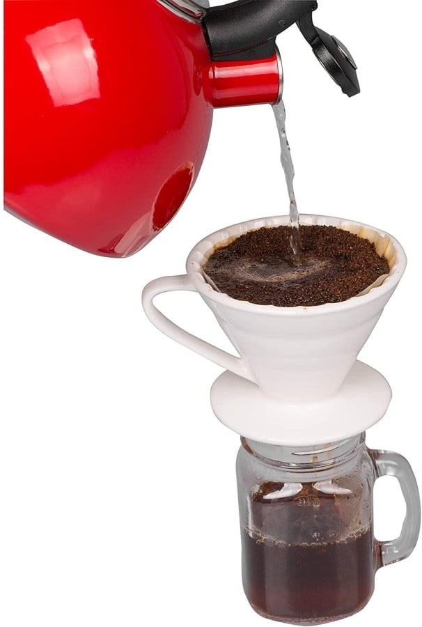 Kuissential Ceramic Coffee Dripper with 40 Filters and Coffee Scoop - Pour Over Coffee Dripper, Size 02- Easy Manual Coffee Brew Maker- Strong Brew Flavor- For Home, Office, Cafe, Restaurants