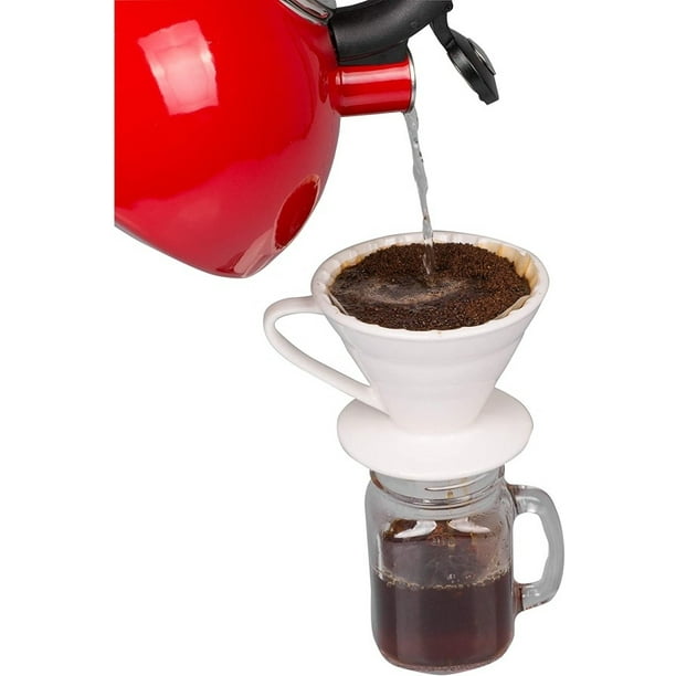 Kuissential Ceramic Coffee Dripper with 40 Filters and Coffee Scoop Pour Over Coffee Dripper