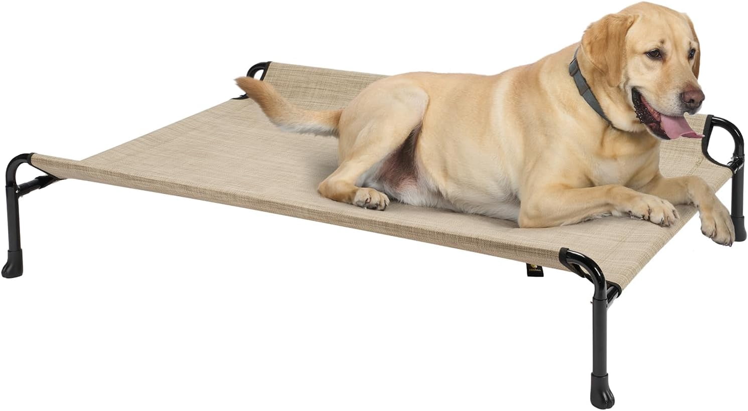 Elevated Dog Bed, Raised Dog Cots for Large Dogs, Waterproof Outdoor Dogs Bed, Cooling Pet Hammock with Guardrail, Upgraded Non-Slip Feet, Breathable Teslin Mesh, Black Silver, 41x 27 inches