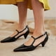 thumbnail image 1 of Zapatos de mujer con tacón cónico puntiagudo y hebilla poco profunda Zapatos individuales huecos laterales Wmkox8yii shjk7172, 1 of 9