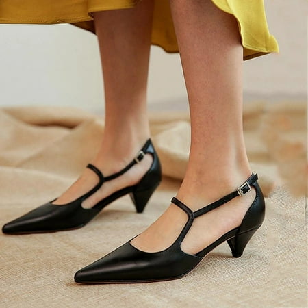 

Jacenvly 2024 New Women s Shoes with Pointed Tapered Heel and Shallow Buckle Side Hollow Single Shoes Black Sandals for Women Clearance