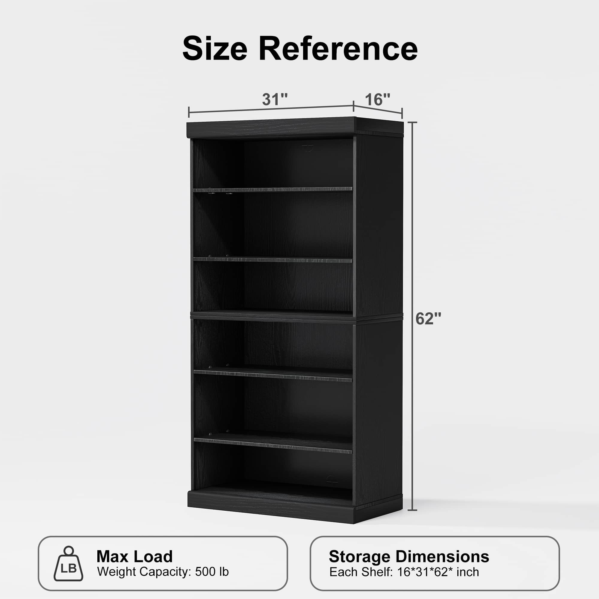 MAYEERTY 31"x31"x16" Doorless Storage Wood Cabinet for Living Room, Black