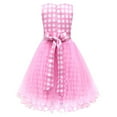 thumbnail image 5 of Sngxgn Girls Dresses Short Sleeve Solid Color Casual A-Line Pleated Dress(Pink,140), 5 of 8