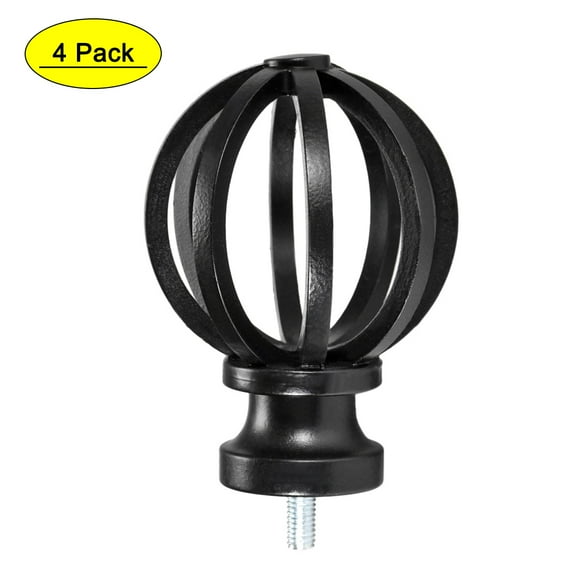 Uxcell Curtain Rod Finials Plastic M5 Thread Dia 2.6 inch x 1.89 inch Black 4Pack