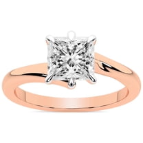 IGI Certified 1 Carat Princess Shape Lab Grown Diamond Engagement Ring | 14K Rose Gold | Seraphina Twist Prongs Solitaire Diamond Ring | FG-VS1-VS2 Quality Friendly Diamonds
