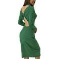 thumbnail image 3 of MODA NOVA Juniors Round Neck Twist Back Long Sleeve Cable Knit Cut Out Bodycon Midi Dress, 3 of 6