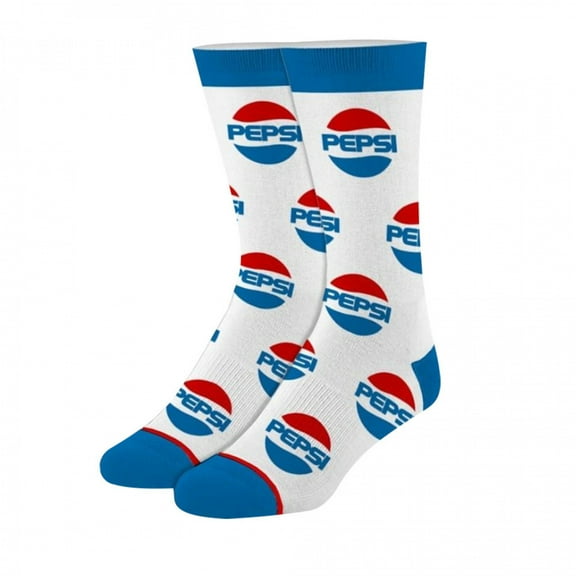 Cool Socks Novelty Crew Socks Men's Women's, Pepsi All Over, Graphic Print, Large