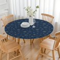 thumbnail image 3 of Dark Blue Star Moon Sun Pattern Round Fitted Tablecloth with Elastic Edge,Dining Table Cover Waterproof,Outdoor Round Tablecloth for Camping,Dining,Indoor and Outdoor, 3 of 7