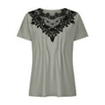 thumbnail image 4 of Mittory Women's Plus Size Tops Casual Solid Blouse Short Sleeve Lace Crochet Trendy Tunic Tops, 4 of 6