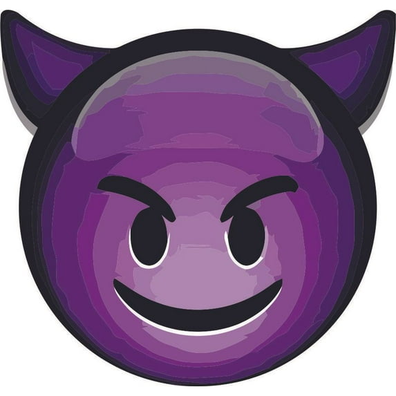 Devil Face Emoji Sticker Decal Custom Vinyl Evil Texting Colourful Tall Purple Evil Devil Unhappy Durable high-quality Vinyl Decal Peel and Stick Bubble Free Install Waterproof Car Laptop 10x6 inch