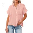 thumbnail image 3 of Blusa de manga corta Minnieouse para mujer color sólido Rosa S, 3 of 5