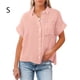 thumbnail image 3 of Blusa de manga corta Minnieouse para mujer color sólido Rosa S, 3 of 5