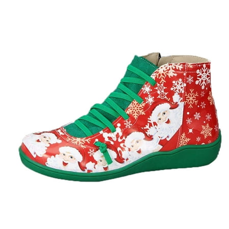 

Jikolililili Women s Casual Flat Lace-up Boots Side Zipper Round Toe Shoes Boots Fall Fashion Footwear for Women Christmas 2022 Deals Clearance