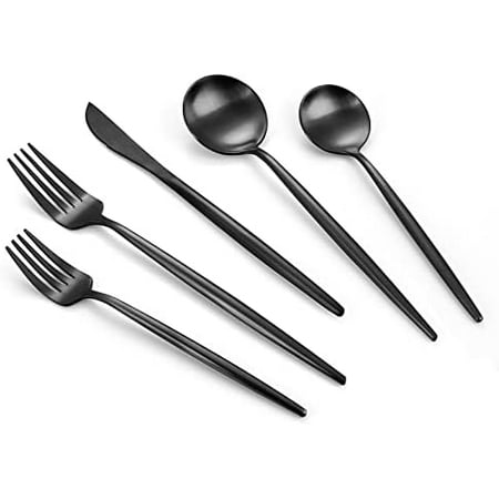 Matte Gold Silverware Set, 40-Piece Stainless Steel Flatware Set, Tableware Cutlery Set Service for 8, Satin Finish Utensils Set, Knife Fork Spoon Set for Home and Restaurant, Dishwasher Safe