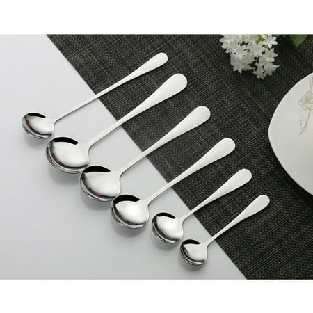 Peralng 6Pcs Soup Spoons Set Round Stainless Steel Rice Soup Spoon for kids, Long Handle - Different Length And Different Dia, Great for Soup, Cereal, Ice Cream, Coffee & (Best Spoon For Cereal)