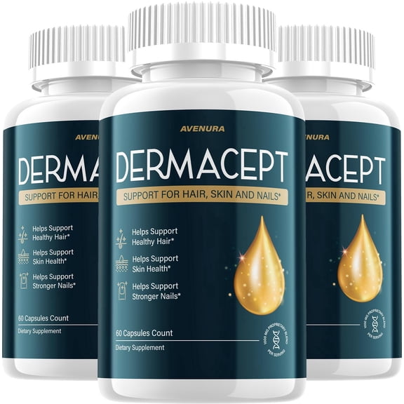 Dermacept Capsules – Derma Cept Pills Advanced Fomula Natural Ingrendients, 3 Pack, 180 Capsules