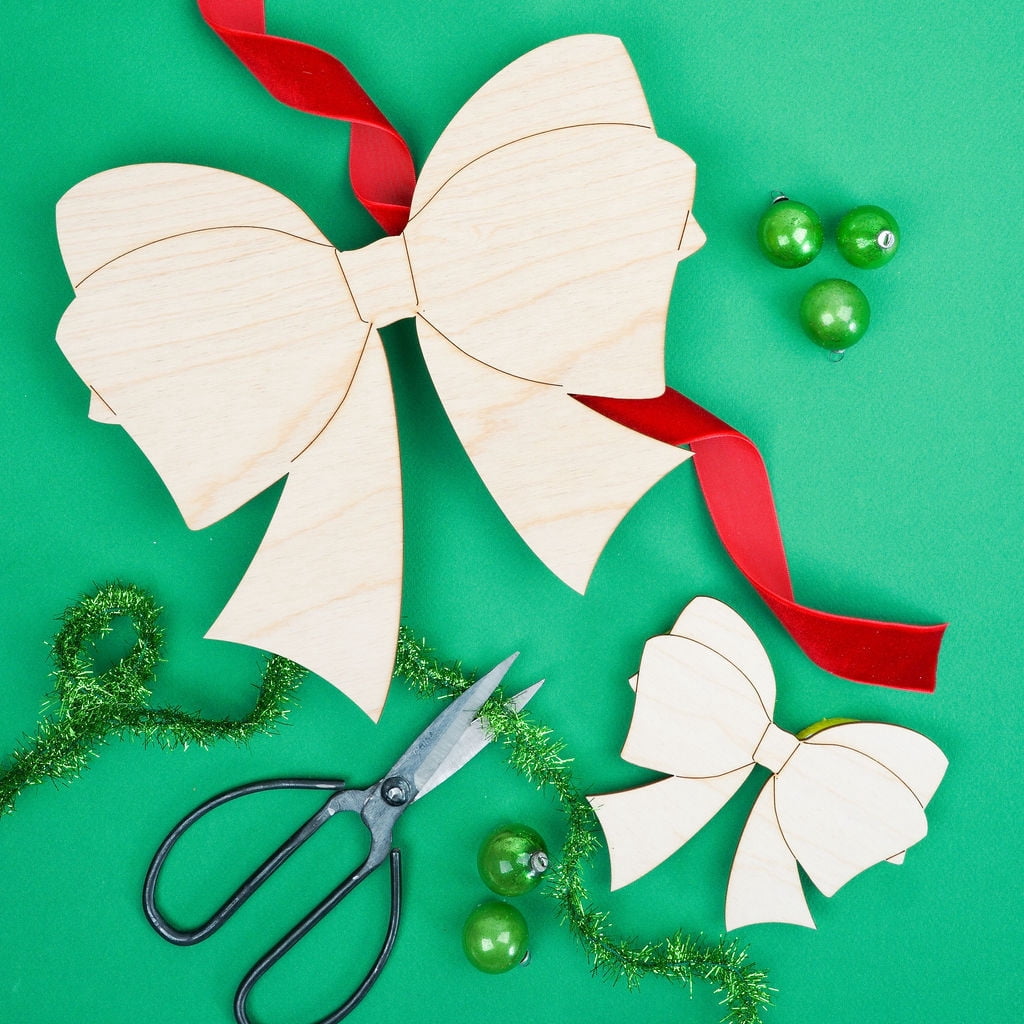 Bow Cutout 16-inch, Pack of 5 Unfinished Christmas Wood Cutouts for Crafts, Door Hangers, and Party D®cor, by Woodpeckers