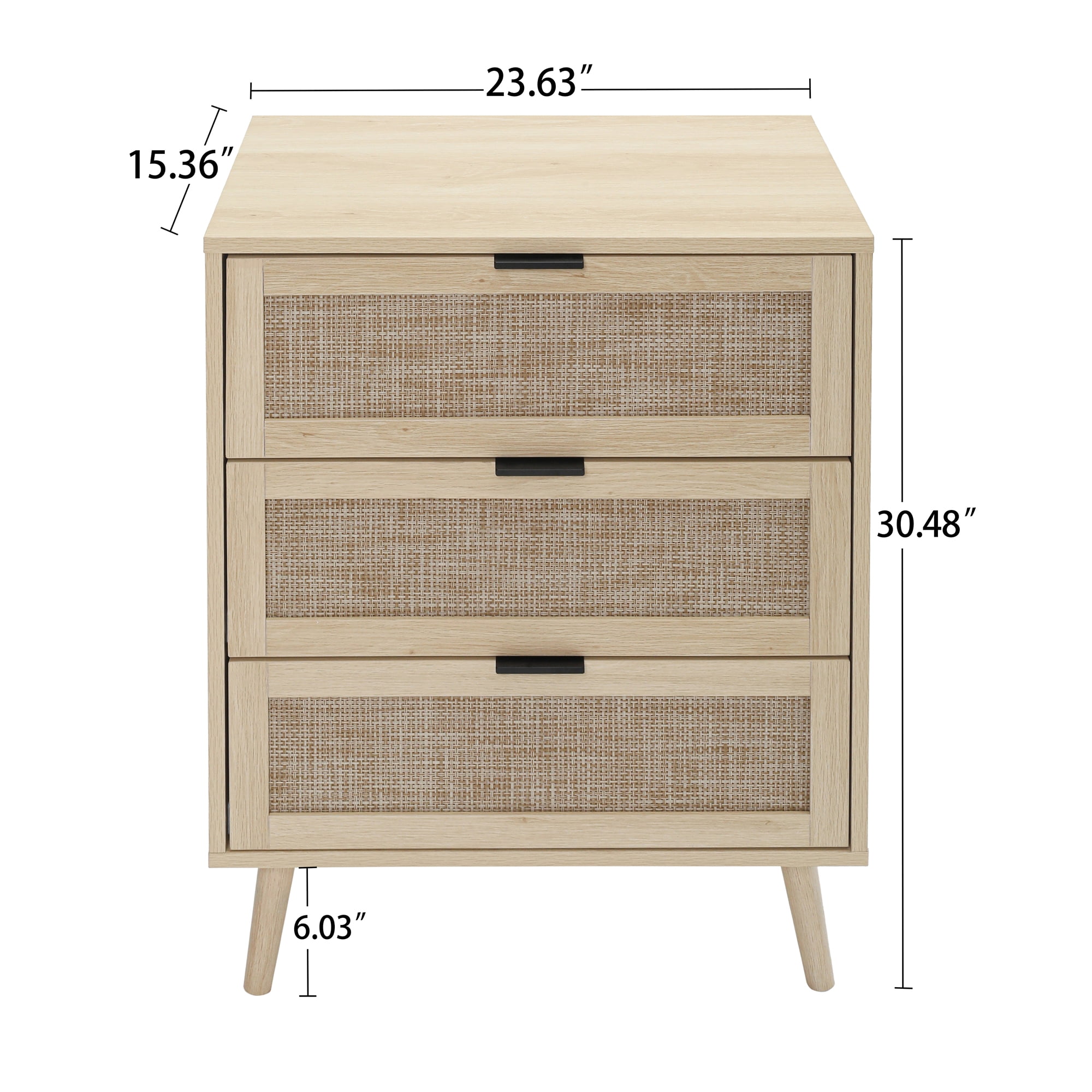 Kadyn 3 Drawer Cabinet, Chest of Drawers for Bedroom, Nightstand with Wood Feet, Natural Kadyn 3 Drawer Cabinet, Chest of Drawers for Bedroom, Nightstand with Wood Feet, Natural