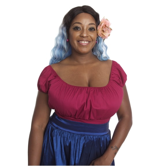 Magenta Pink Off The Shoulder Peasant Blouse - 3X