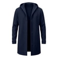 thumbnail image 4 of HBYJLZYG Men's Long Hooded Coat, Snap Button Fleece Lined Overcoat with Pockets, Casual Solid Color Outerwear for Fall Winter Daily Wear, 4 of 6