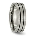 thumbnail image 4 of Auriga Fine Jewelry Titanium Brushed Black Enamel Grooved 7mm Flat Men's Band Size 8.5, 4 of 5
