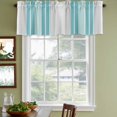 thumbnail image 4 of Turquoise Aqua Stripes Valances for Windows, Decorative Rod Pocket Window Valance Curtains, Modern Minimalist Abstract Lines Short Curtain Drapes for Kitchen/Living Room, 2 Panels, 60" W x 18" L, 4 of 8