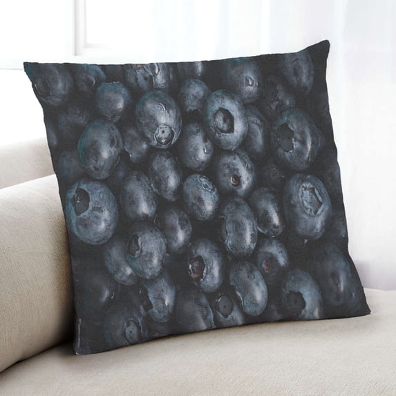 Ahgly Company Foods Blueberries Indoor Throw Pillow, 18 inch by 18 inch