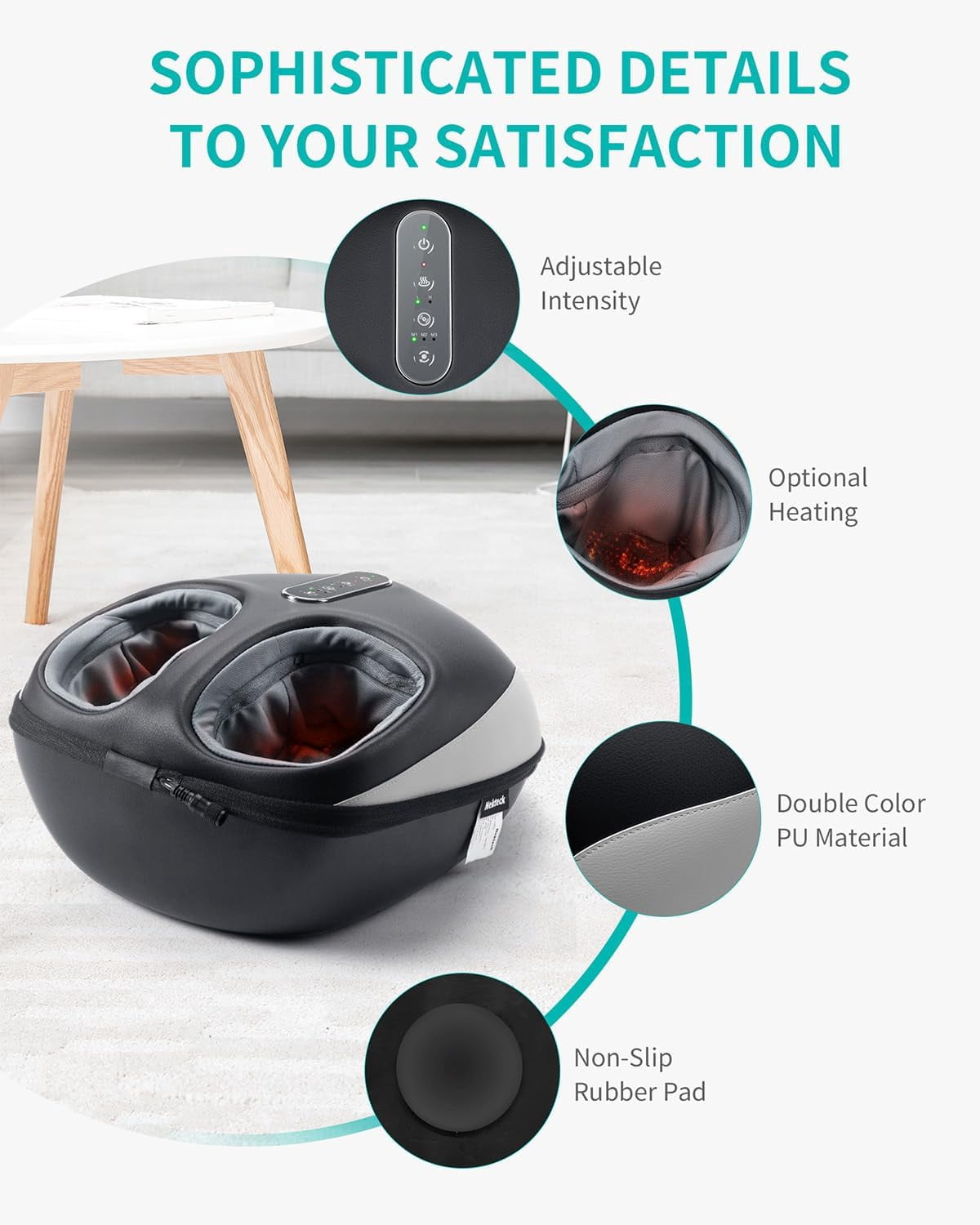 Nekteck Foot Massager Machine with Heat, Shiatsu Foot Massage for Plantar Fasciitis, Neuropathy, Electric Air Compression & Deep Kneading, FSA HSA Eligible, Fathers Day Gifts for Men Dad Mom Women