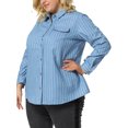 thumbnail image 5 of MODA NOVA Juniors' Plus Size Long Sleeve Chest Pocket Denim Shirt Sky Blue 2X, 5 of 6