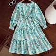 thumbnail image 2 of Utlike Girls Floral Print Dress Long Sleeve Romper For Casual Wear Photography Party Picnic Spring Summer Fall Outfits Green Lively Sundress Size 9 Years-10 Years, 2 of 9