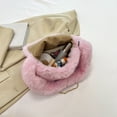 thumbnail image 2 of Bolsa Hobo De Felpa Bolso elegante con cadena para mujer, bolso esponjoso de piel sintética para axila con colgante, bolso para citas para mujer, 2 of 9