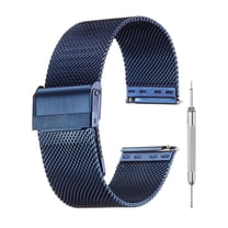 Mesh Watch Bands for Men Women, Stainless Steel Quick Release Mesh Watch Strap with Tools(24mm, Dark Blue)