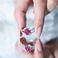 thumbnail image 5 of Rosec Jewels Ruby Floral Engagement Ring for Women - AAA Quality - Natural Ruby Diamond Ring with Jewelry Box, 14K White Gold, US 5.50, 5 of 9