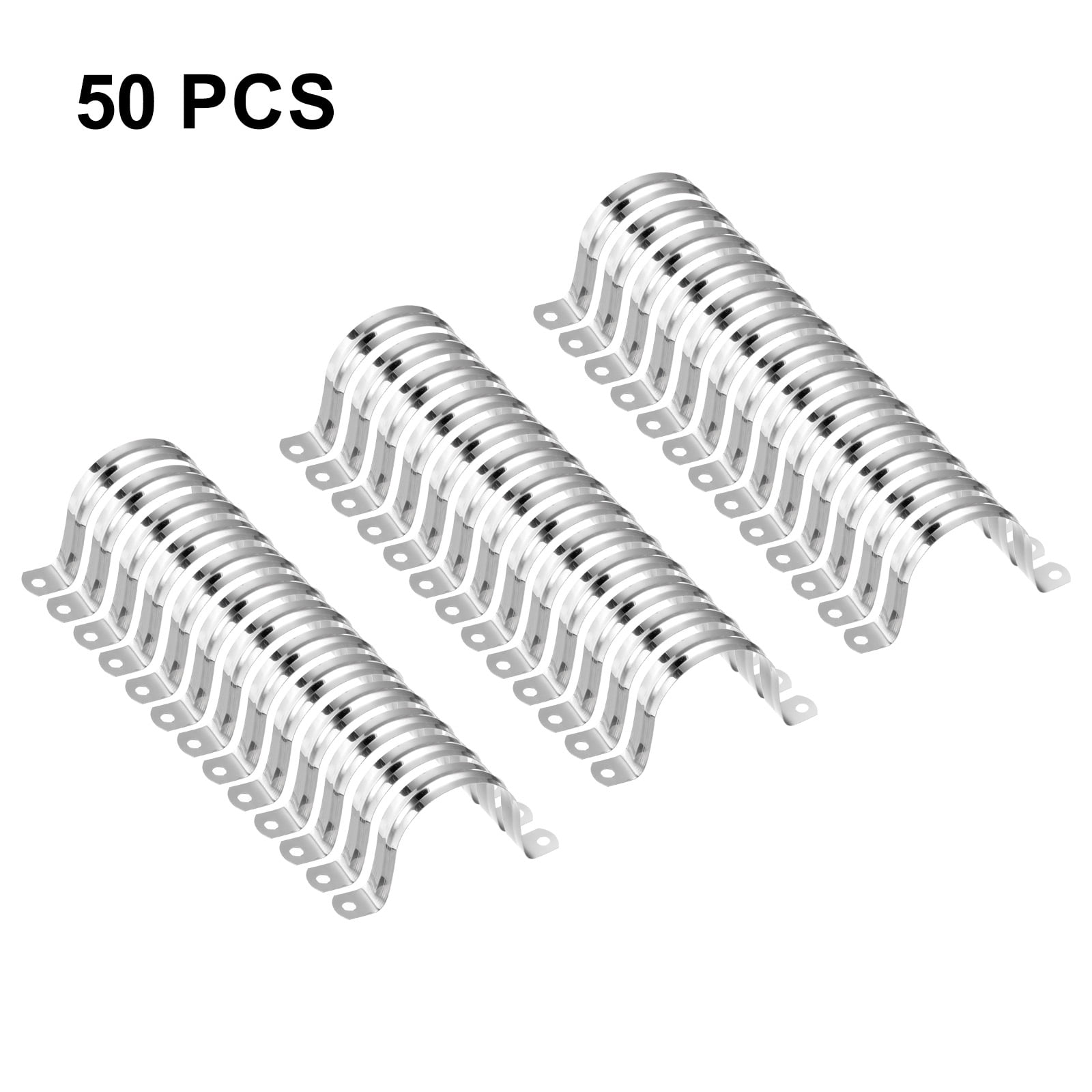 Uxcell 50pcs 2 3/8-Inch 60mm Conduit Clamps M60 U Tube Pipe Clamp Stainless Steel Rigid Pipe Strap Bracket