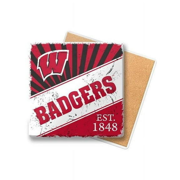 Logo Chair 244-97SC-X4 NCAA Wisconsin Burst Ceramic Coaster