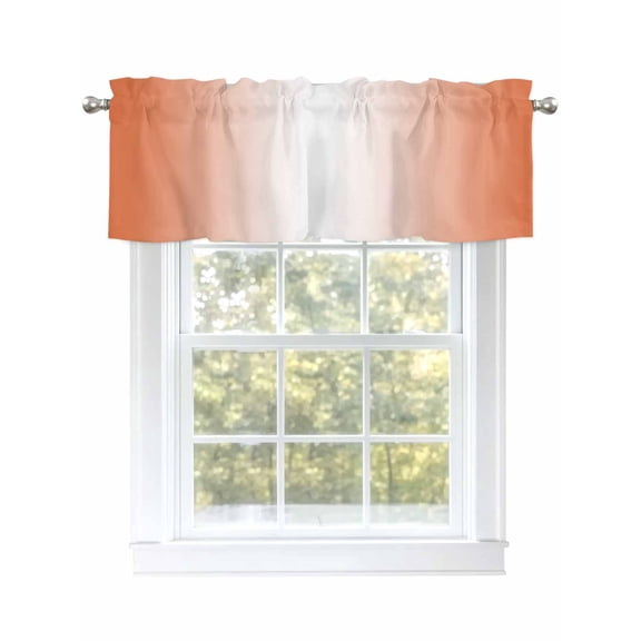 Ombre Orange Valances for Windows, Rod Pocket Kitchen Valance Curtains - Soft & Washable Small Window Treatment for Living Room, Bathroom, Gradient Color 54x18inch, 1 Panel