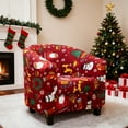 thumbnail image 5 of Eurhowing Stretch Club Chair Slipcover, 2-Piece Christmas Elastic Armchair Cover with Cushion Cover, Xmas Print Tub Chair Furniture Protector for Living Room, 5 of 7