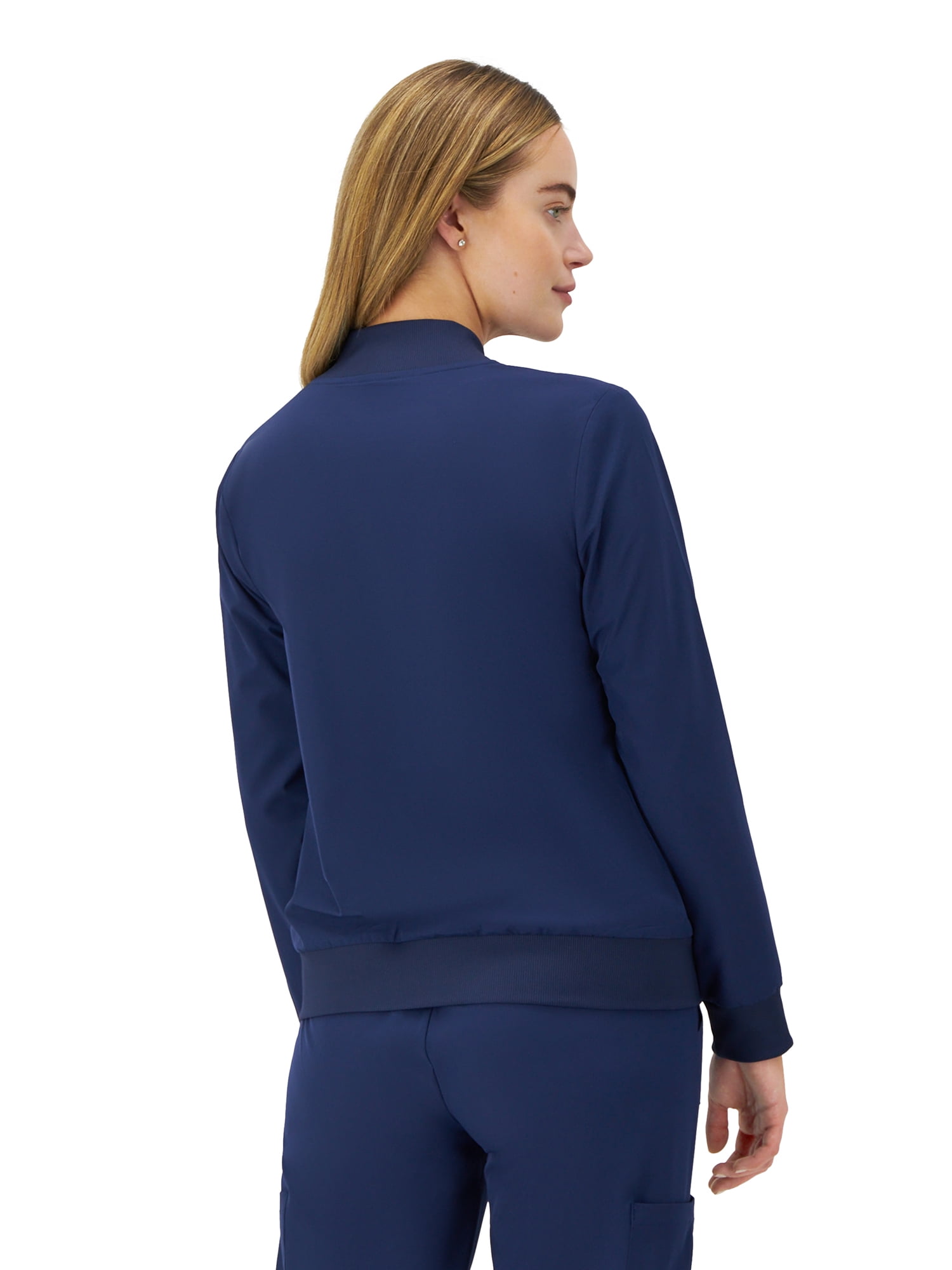 Hanes Womens Scrubs Bomber Scrub Jacket, Comfort Fit, Snap & Zip Pockets, Sizes XS-3XL