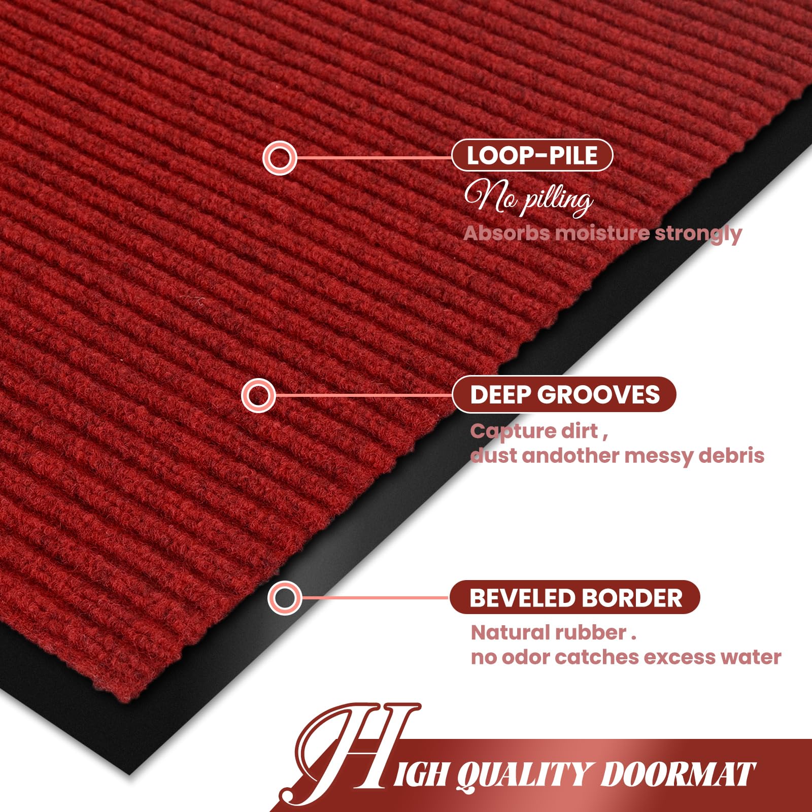 Door Mat Heavy Duty Outdoor Indoor Doormat Low Profile Front Door Mat Large 35x60 inch Gray Entrance Welcome Mats