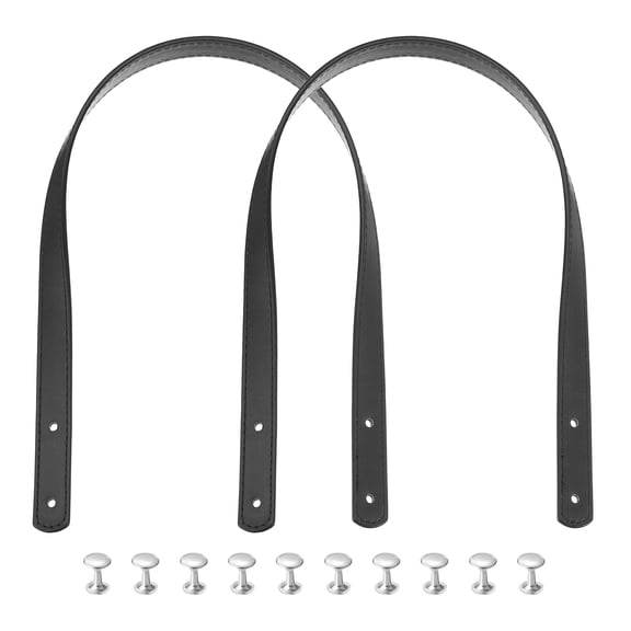 Uxcell 2Pcs 24 inch PU Leather Purse Handle Sew On Shoulder Purse Straps Handbag Belt Band Bag Handle Black