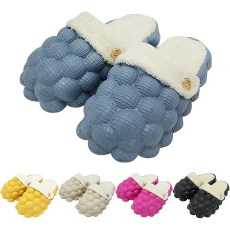 

PIKADINGNIS Fuzzy Slippers Bubble Slides for Women Fluffy Slippers House Slippers for Women Anti-Skid Sole Bubble Slippers for Women Indoor and Outdoor