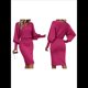 thumbnail image 1 of Suéter de Larga con Cuello Alto y Farol para Mujer, Estilo Formal, Ajustado, Ajustado, Estilo Lápiz, Midi, para Vestir Rosa Roja L, 1 of 7