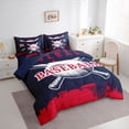 thumbnail image 3 of Homewish 3D Baseball Kids Bedding Comforter Set 7pcs, Cartoon Ball Game Player King Bedding Sets, Navy Red Sports Theme Reversible Bed Sheets, Lightweight Room Decor, 3 of 7