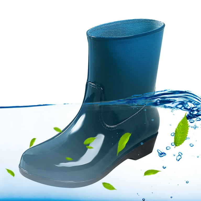 Women Walking Shoes Women Shoes Short Rain Boots For Womens Ankle Waterproof Rainboot Slip On Garden Boot Rubber Shoes Rain shoes for Women PVC Green