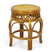 SK New Interiors Ginger Round Stool ECO Natural Rattan Wicker Handmade, Colonial