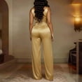 thumbnail image 5 of Morttic Women's Elegant Sleeveless Satin Cowl Neck Wide Leg Jumpsuit – Solid Color Slim Fit Formal Party Outfit Champagne，2XL, 5 of 6