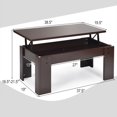 thumbnail image 3 of Costway Ascenseur Table Basse Table à Cocktail Pop-UP avec Compartiment Caché et Étagère Marron, 3 of 10