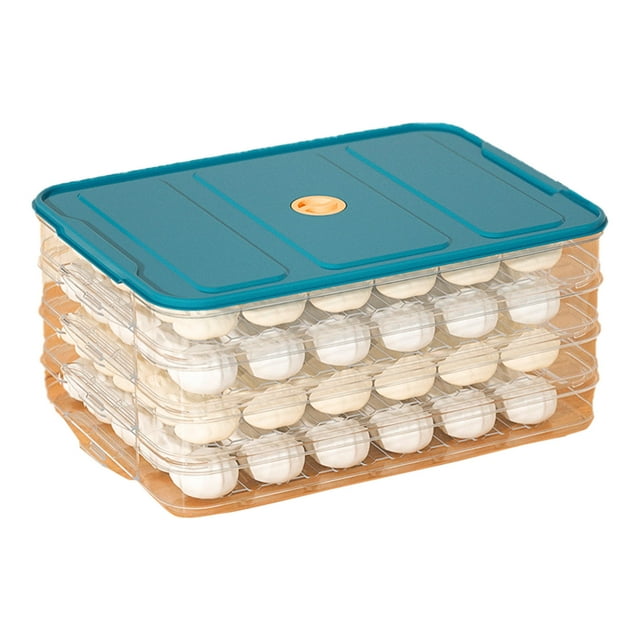 Binwennn Food Storage Container Stackable Dumpling Storage Airtight Cookie Storage Containers Transparent Food Containers With Lid For Kitchen And Fridge Home Storage Freezer Storage Containers